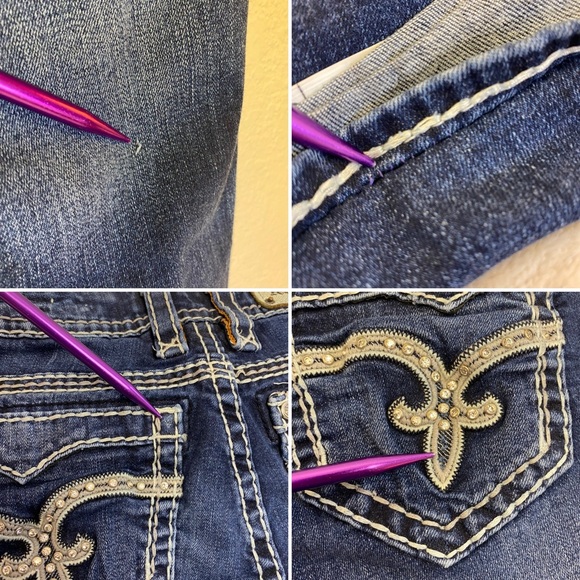 Rock Revival Raizel Mid-Rise Bootcut Bling Jeans Women's 27 *Altered Petite Hem* - Picture 7 of 16